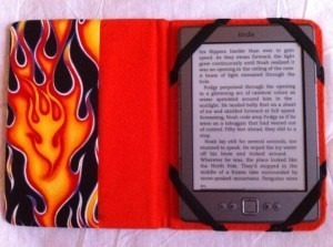 Flaming Kindle Cover, open